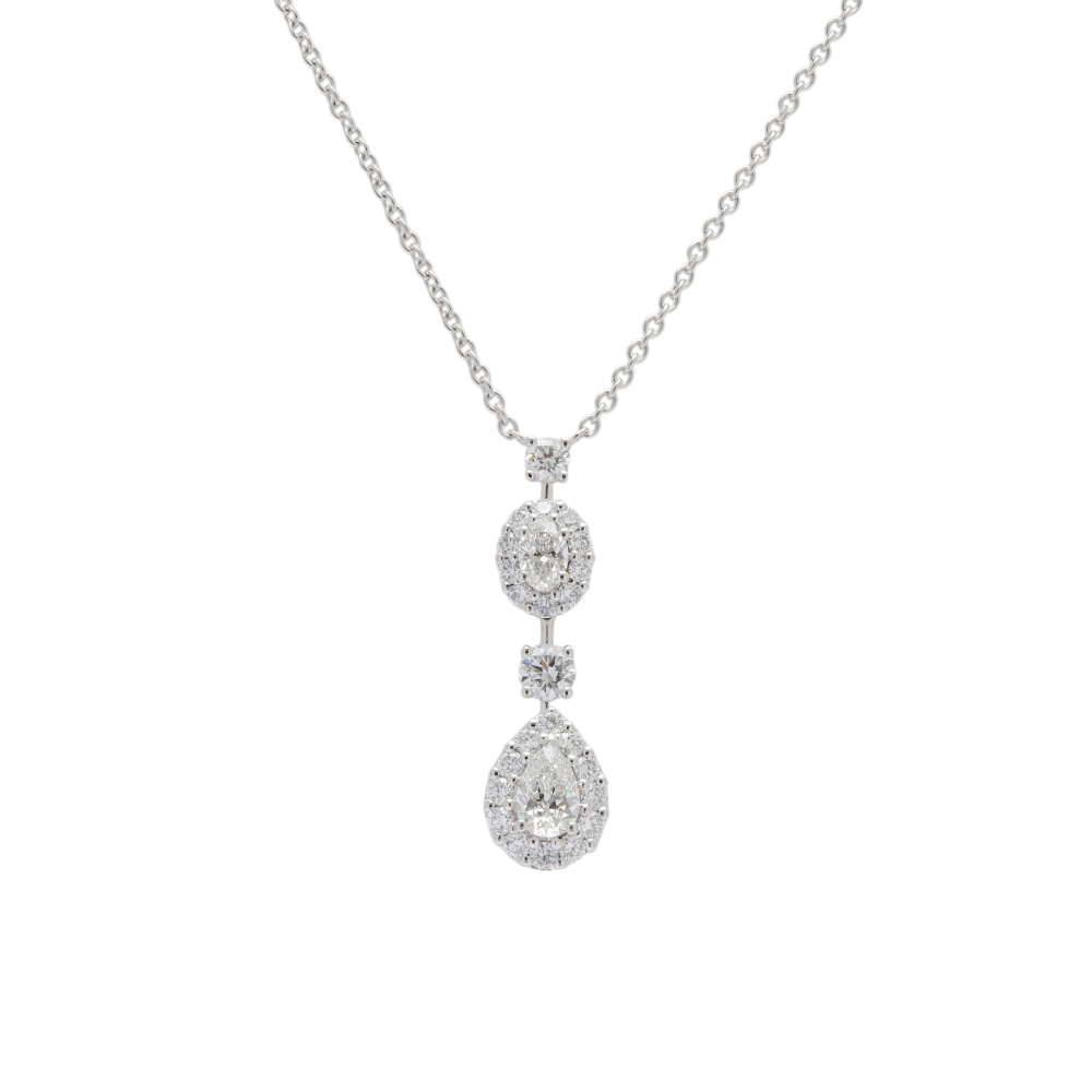 Icon Oval and Pear Shape Diamond Drop Necklace