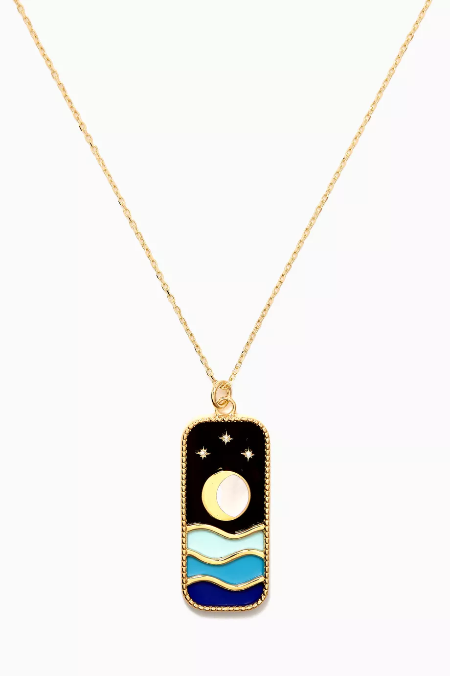 The Summer Night Enamel Pendant Necklace in 18kt Yellow Gold