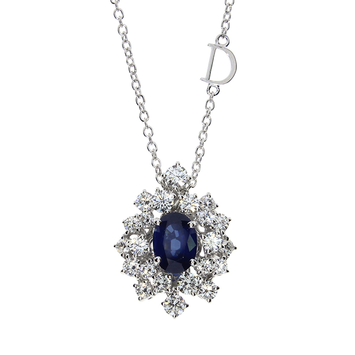 Mimosa Necklace White Gold With Diamond and Sapphire