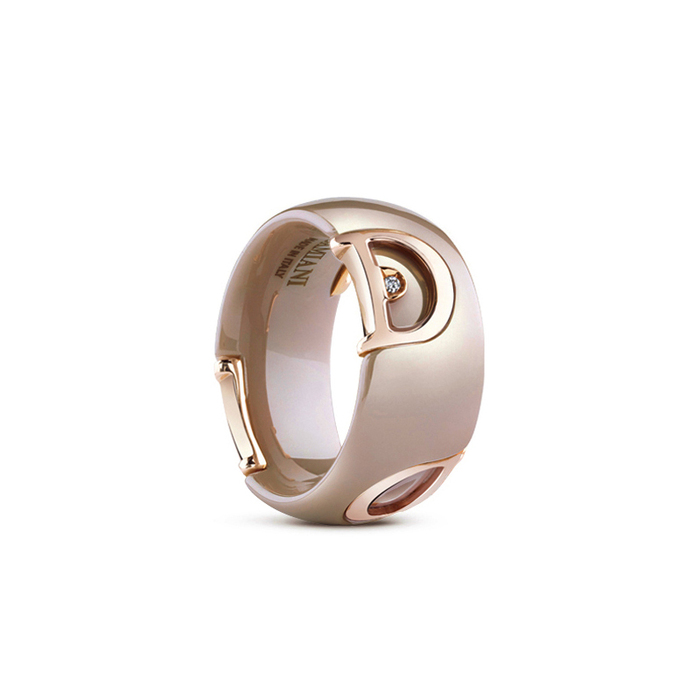 D.Icon Ring Pink Gold With Cappuccino Ceramic and Diamond
