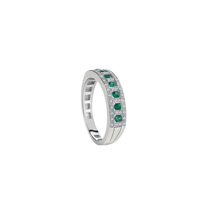 Belle Epoque Ring White Gold With Diamond and Emerald