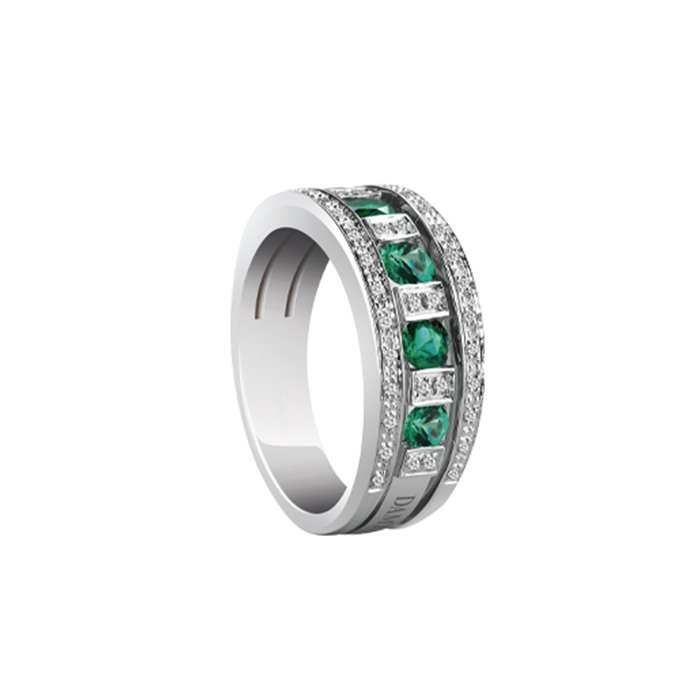 Belle Epoque Ring White Gold With Diamond and Emerald